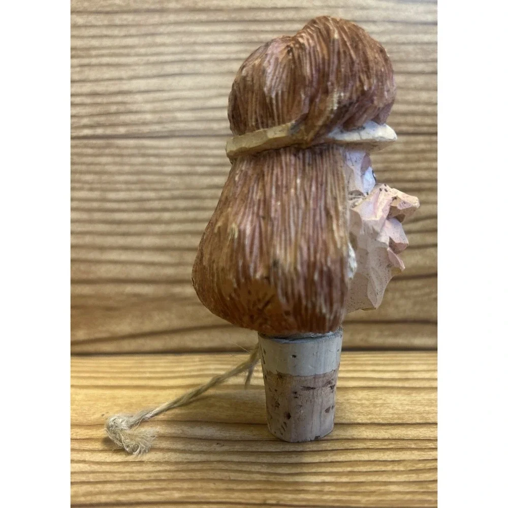 Hand Carved Wooden Wine Bottle Stopper‎ Whimsical Folk Art Character Head Cork